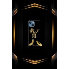 Siyah Desenli Uyumlu  Gold T Harfi Ip 15