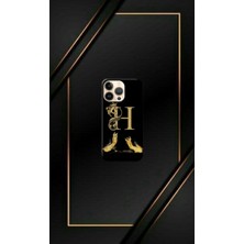 Siyah Desenli Gold Y Harfi Ip 14 Pro