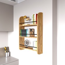 Duvar Rafı Kitaplık 3 Katlı Kitaplık Ünite Ahşap Raf Banyo Mutfak Montessori Raf Çok Amaçlı