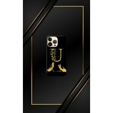 Siyah Desenli Gold F Harfi Ip 12 Pro
