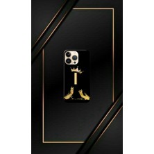 Siyah Desenli Gold R Harfi Ip 14 Pro
