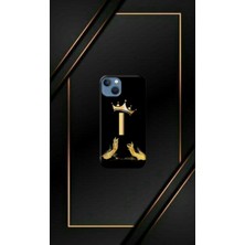 Siyah Desenli Gold K Harfi Ip 14 Uyumlu