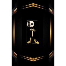 Siyah Desenli Gold I Harfi 15 Pro Max