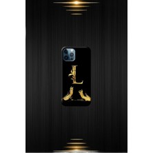 Siyah Desenli Gold I Harfi Ip 12 Pro Max