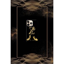 Siyah Desenli Gold I Harfi 16 Pro Max