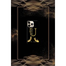 Siyah Desenli Gold O Harfi 16 Pro Max