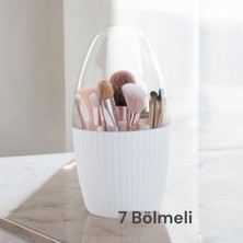 UltraNova 7 Bölmeli Fanus Kapaklı Çok Amaçlı Organizer, Banyo ve Makyaj Düzeni İçin Beyaz