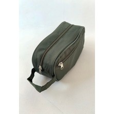 Haki Renkli Şık ve Kullanışlı Makyaj Çantası, Pratik Tasarım ve Geniş Iç Hacim.