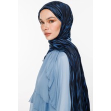 Selis Desen Çift Taraflı Şal Siyah-Indigo