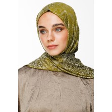 Velora Desen Çift Taraflı Şal Yağ Yeşili-Ekru