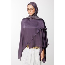 Mayra Desen Çift Taraflı Şal Mor-Gri