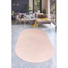 Peluş Halı Pembe Cool Yıkanabilir Oval Post Kesme Yolluk Kilim Salon Halısı Modelleri