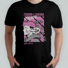 Jujutsu Kaisen Itadori Vs Sakuna %100 Pamuklu Bisiklet Yaka T-Shirt Model - 1