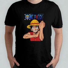 One Piece %100 Pamuklu Bisiklet Yaka T-Shirt Model - 5