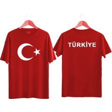 Türk Bayrağı Baskılı Türkiye Yazılı Tişört Ayyıldızlı T-Shirt