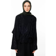 Mayra Desen Çift Taraflı Şal Siyah-Haki