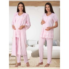 Dvina Effortt Lohusa Sabahlıklı Pijama Takımı Pembe - 8024