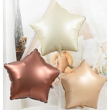 3 Adet 18 Inc Krem, Bej, Karamel Yıldız Folyo Balon Seti