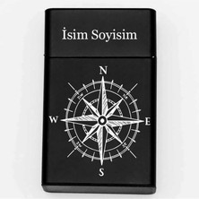 Pusula Desenli Metal Sigara Tabakası – Kişiye Özel Isimli Tütün Kutusu Hediyelik