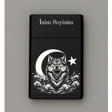 Kurt Ay Yıldız Desenli Metal Sigara Tabakası – Kişiye Özel Isimli Tütün Kutusu Hediyelik