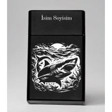 Köpek Balığı Desenli Metal Sigara Tabakası – Kişiye Özel Isimli Tütün Kutusu Hediyelik