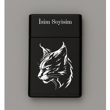 Kedi Desenli Metal Sigara Tabakası – Kişiye Özel Isimli Tütün Kutusu Hediyelik M78