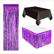 Siyah Masa Örtüsü, Mor Masa Eteği, Mor Arka Fon