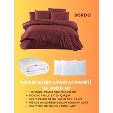 Merya Tek Kişilik Saten Avantaj Paket Bordo