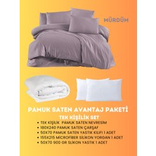 Merya Tek Kişilik Saten Avantaj Paket Mürdüm