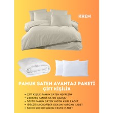 Merya Çift Kişilik Saten Avantaj Paket Krem