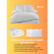 Merya Tek Kişilik Saten Avantaj Paket Beyaz
