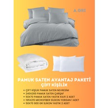 Merya Çift Kişilik Saten Avantaj Paket A.gri
