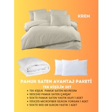 Merya Tek Kişilik Saten Avantaj Paket Krem