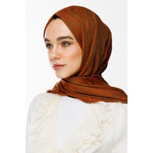 Henna Desen Çift Taraflı Şal Koyu Haki-Tarçın