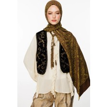 Velora Desen Çift Taraflı Şal Acı Kahve-Somon