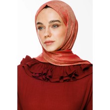 Sahra Desen Çift Taraflı Şal Vizon-Kırmızı