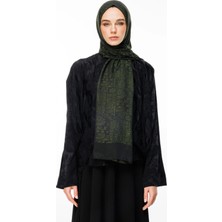 Henna Desen Çift Taraflı Şal Siyah-Haki