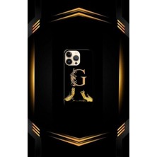 Siyah Desenli Gold A Harfi Ip 15 Pro Uyumlu