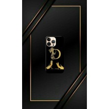 Siyah Desenli Gold I Harfi Ip 14 Pro