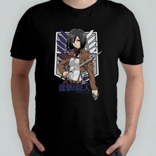 Attack On Titan Mikasa Ackerman %100 Pamuklu Bisiklet Yaka T-Shirt Model - 1