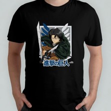 Attack On Titan Captain Levi Ackerman %100 Pamuklu Bisiklet Yaka T-Shirt Model - 1