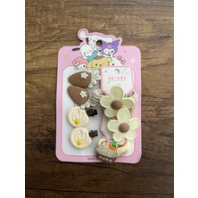 Kız Çocuk Sanrio Kuromi Kahve Tonlarında 8'li Toka Seti