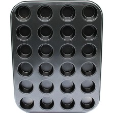 24 Gözlü Metal - Siyah Muffin Kek Kalibi