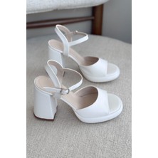 Kadın Andre Platformlu Topuklu Ayakkabı - Beyaz