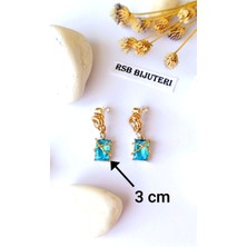 Küpe Sallantılı  Altın Kaplama Zirkon Taş 316 L Çelik + Hediye Paket