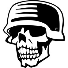 Kasklı Kurukafa Sticker Oto Motor Laptop Duvar Folyo Sticker 15X16 cm