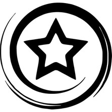 Yuvarlak Içinde Yıldız - Araç, Oto, Laptop, Duvar Uyumlu Sticker 30*30 cm