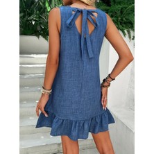 Rose's Boutiqe All About Women Kadın Kolsuz Bisiklet Yaka Fırfırlı Sofya Elbise