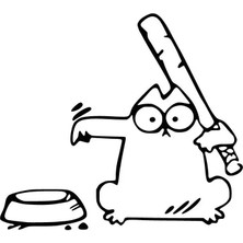 Sopalı Aç Kedi Sticker Oto Motor Laptop Duvar Folyo Sticker 30X27 cm