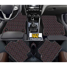 Honda Accord 2008 - 2018  Uyumlu Kırmızı Dikişli Siyah Deri Paspas